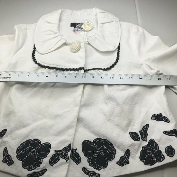 Luii Women's Jacket Small White Black Floral Accents New With Tags - Picture 12 of 16